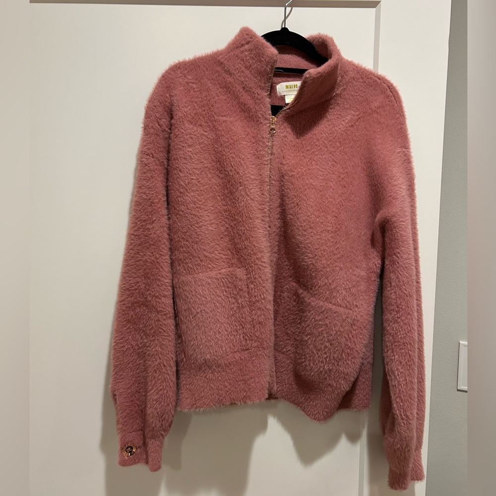 Anthropologie Mauve Eyelash Jacket - Picture 4 of 9